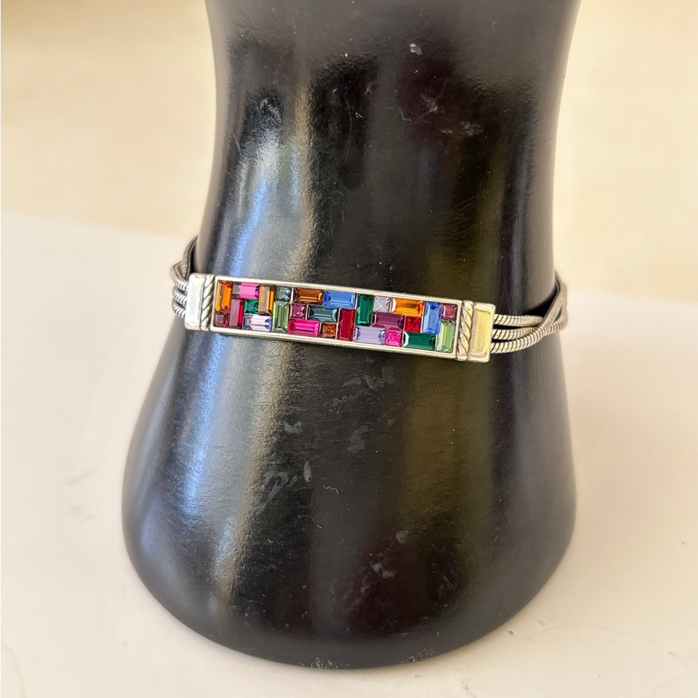 BRIGHTON ST MICHEL Bar Bracelet Rainbow Crystals 7”. Colors are beautiful.